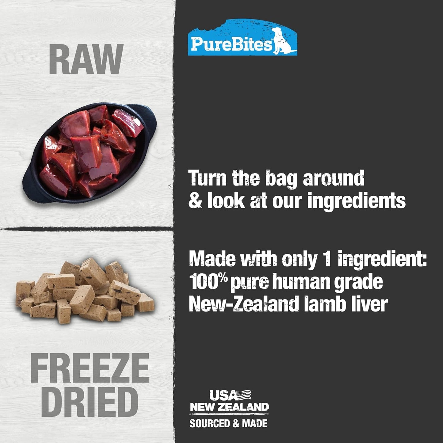 PureBites Freeze Dried Dog Treats - Lamb Liver