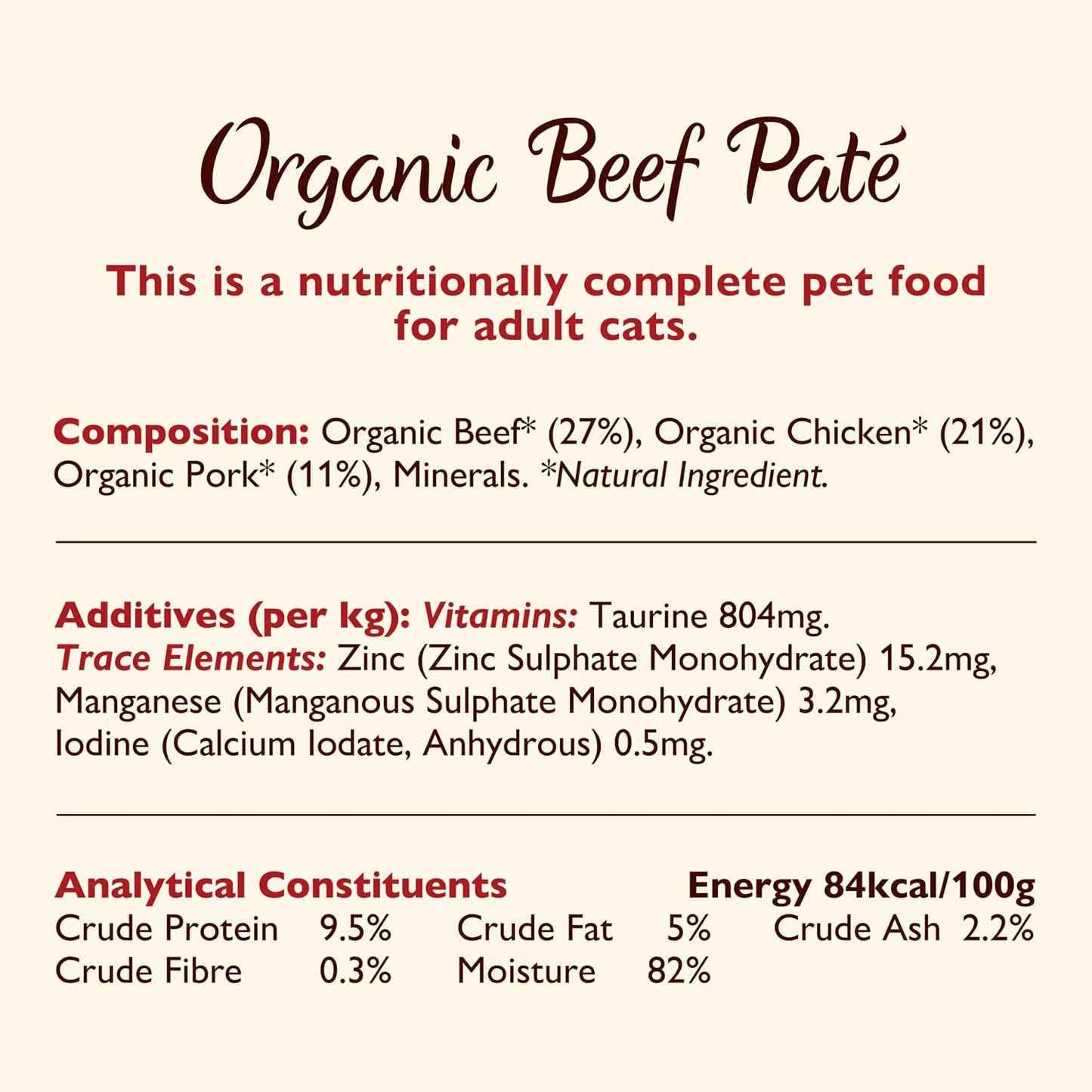 Lily's Kitchen - Wet Food For Cats - Organic Beef Paté 85g - Vetopia