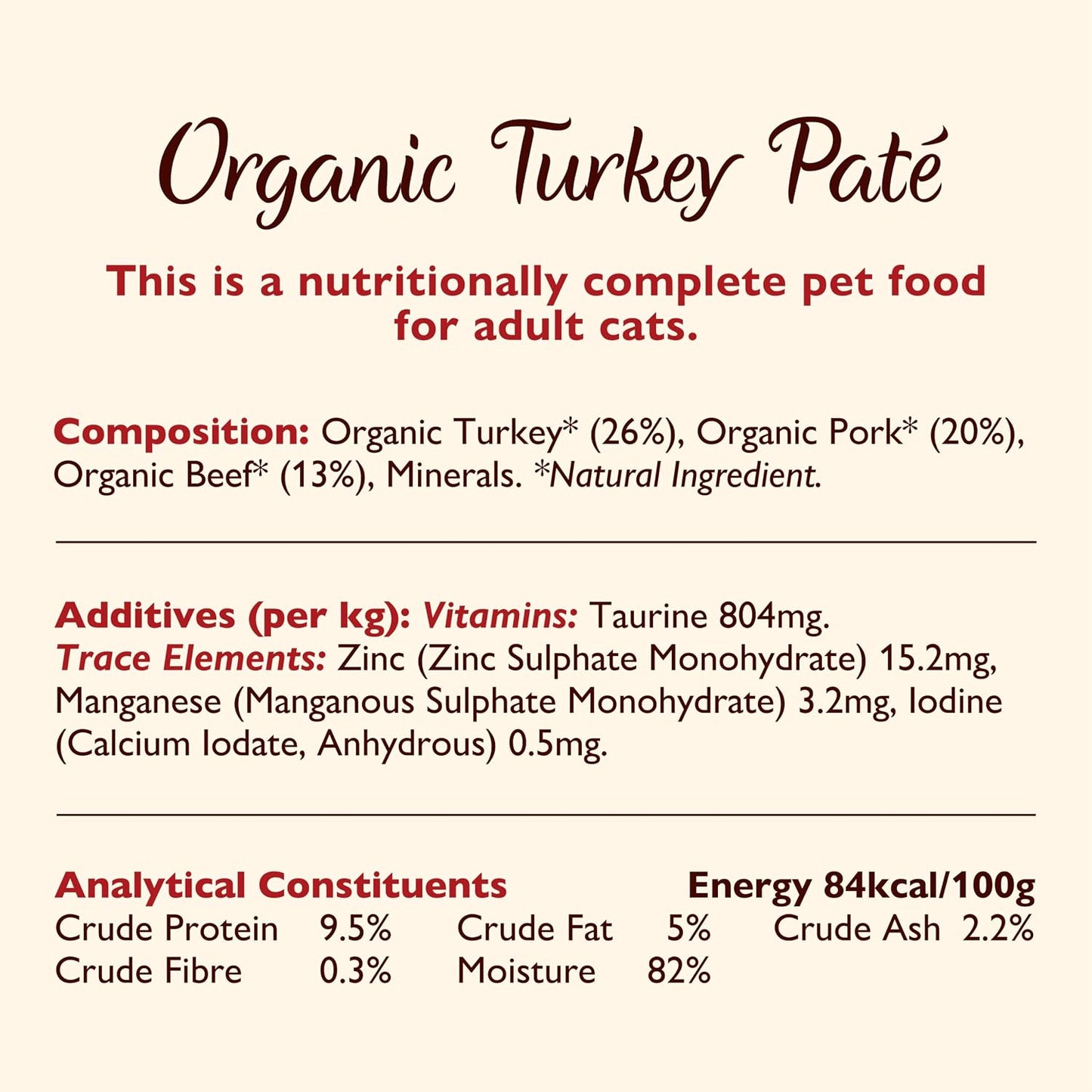 Lily's Kitchen - Wet Food For Cats - Organic Turkey Paté 85g - Vetopia