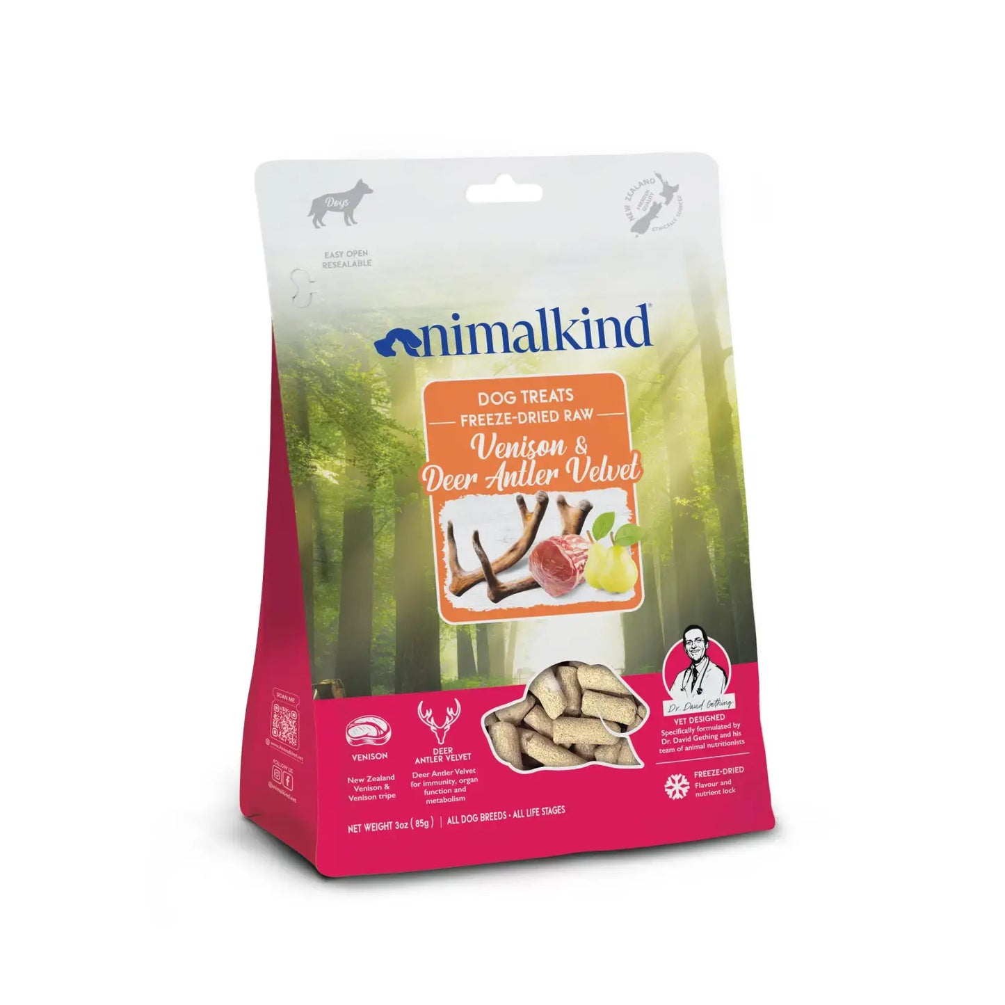 Animalkind Freeze-Dried Raw Dog Treats - Venison & Deer Antler Velvet 85g