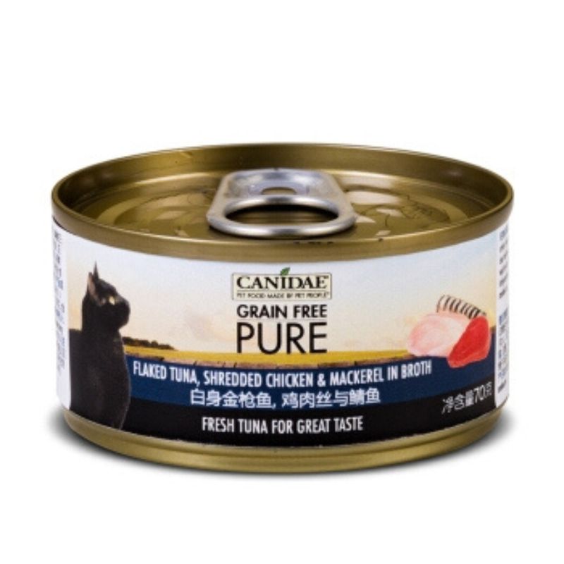 Canidae Pure Canned food for Cat - Flaked Tuna, Shredded Chicken & Mackerel in gravy 70g