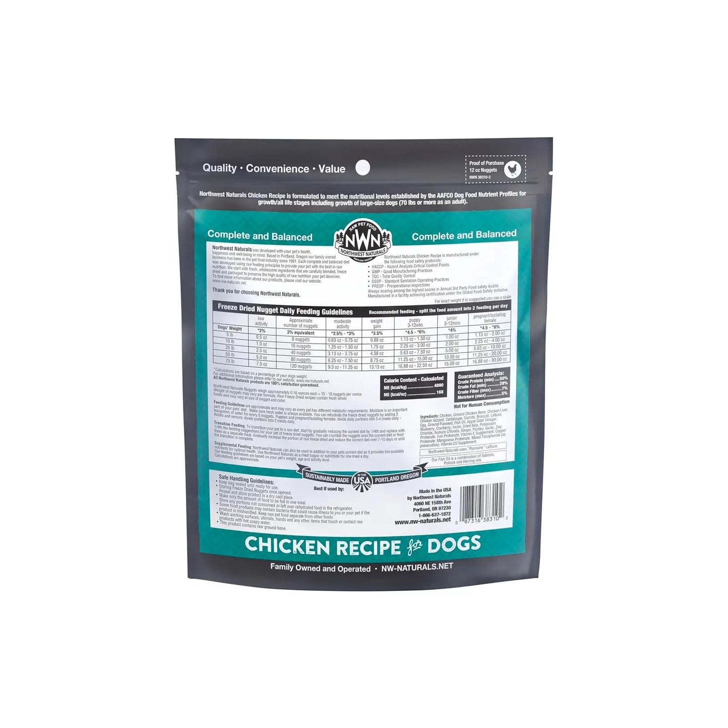 Northwest Naturals Freeze Dried Diets For Dogs - Chicken Recipe 12oz