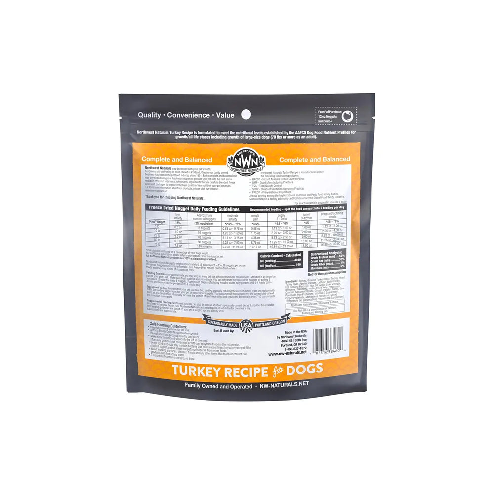 Northwest Naturals Freeze Dried Diets For Dogs - Turkey Recipe 12oz