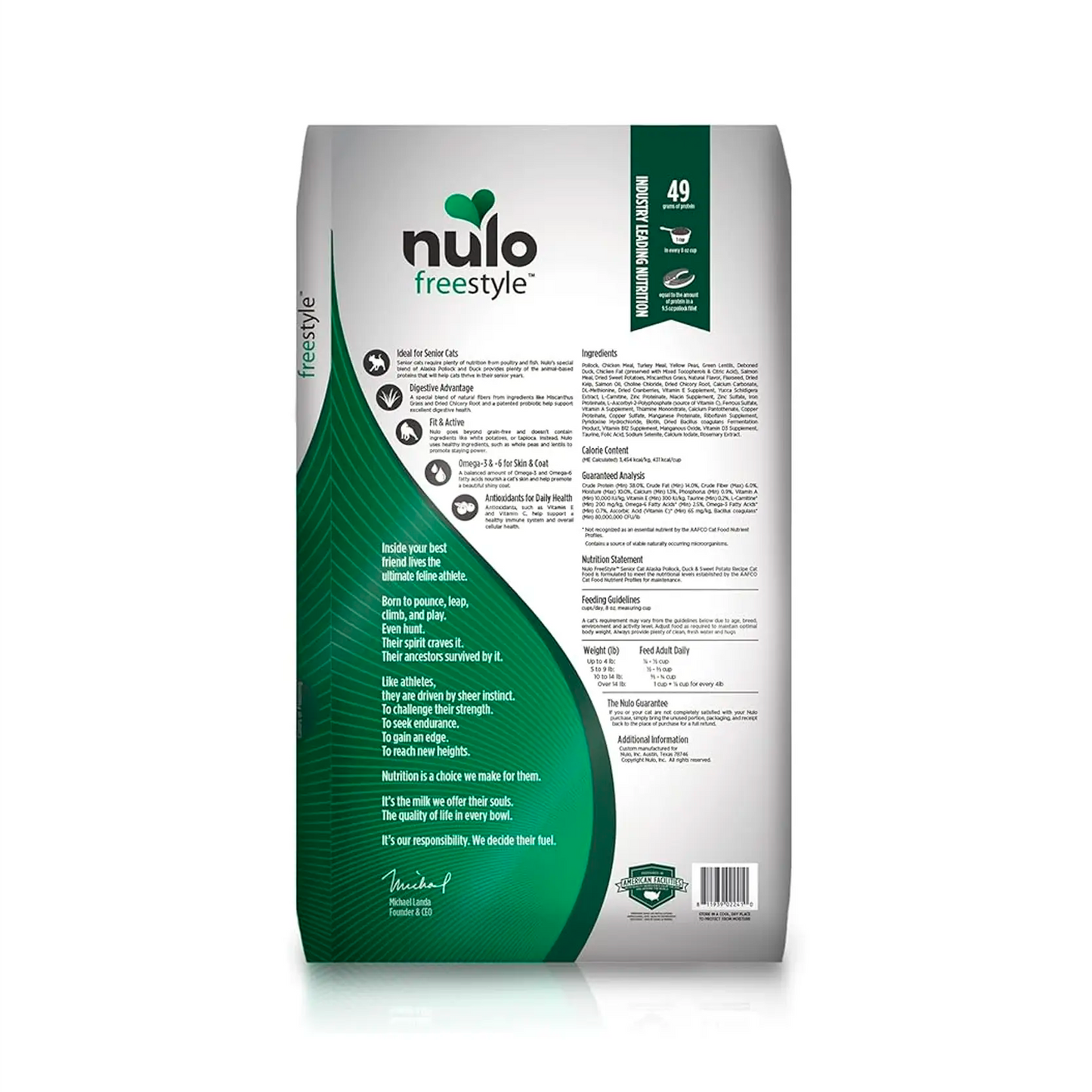 Nulo Freestyle Grain Free Cat Food - For Seniors Alaska Poolock, Duck & Sweet Potato Recipe