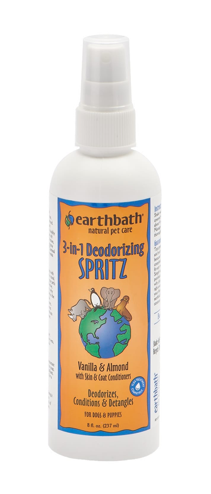 Earthbath 3 in 1 Deodorizing Spritz - Vanilla Almond Scent with Skin & Coat Conditioners 8oz