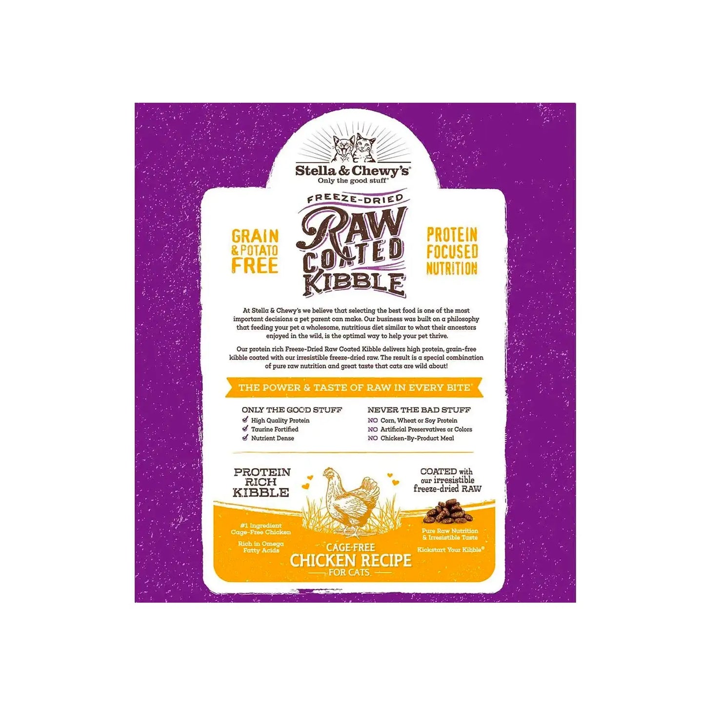 Stella & Chewy's - Freeze Dried Raw Coated Kibble for Cats (Cage-Free Chicken Recipe)