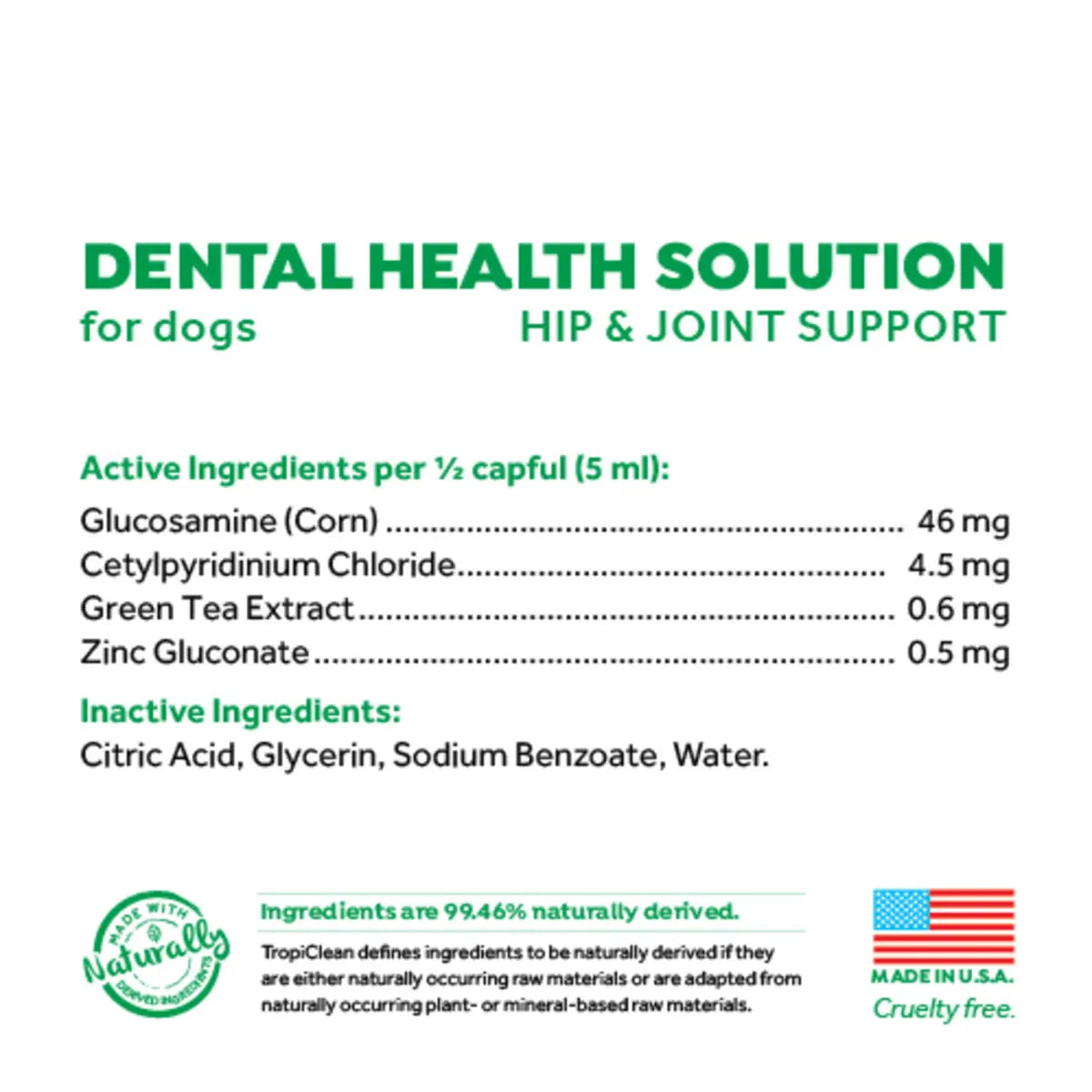 TropiClean - Fresh Breath Dental Health Solution For Dogs (Hip & Joint Support)