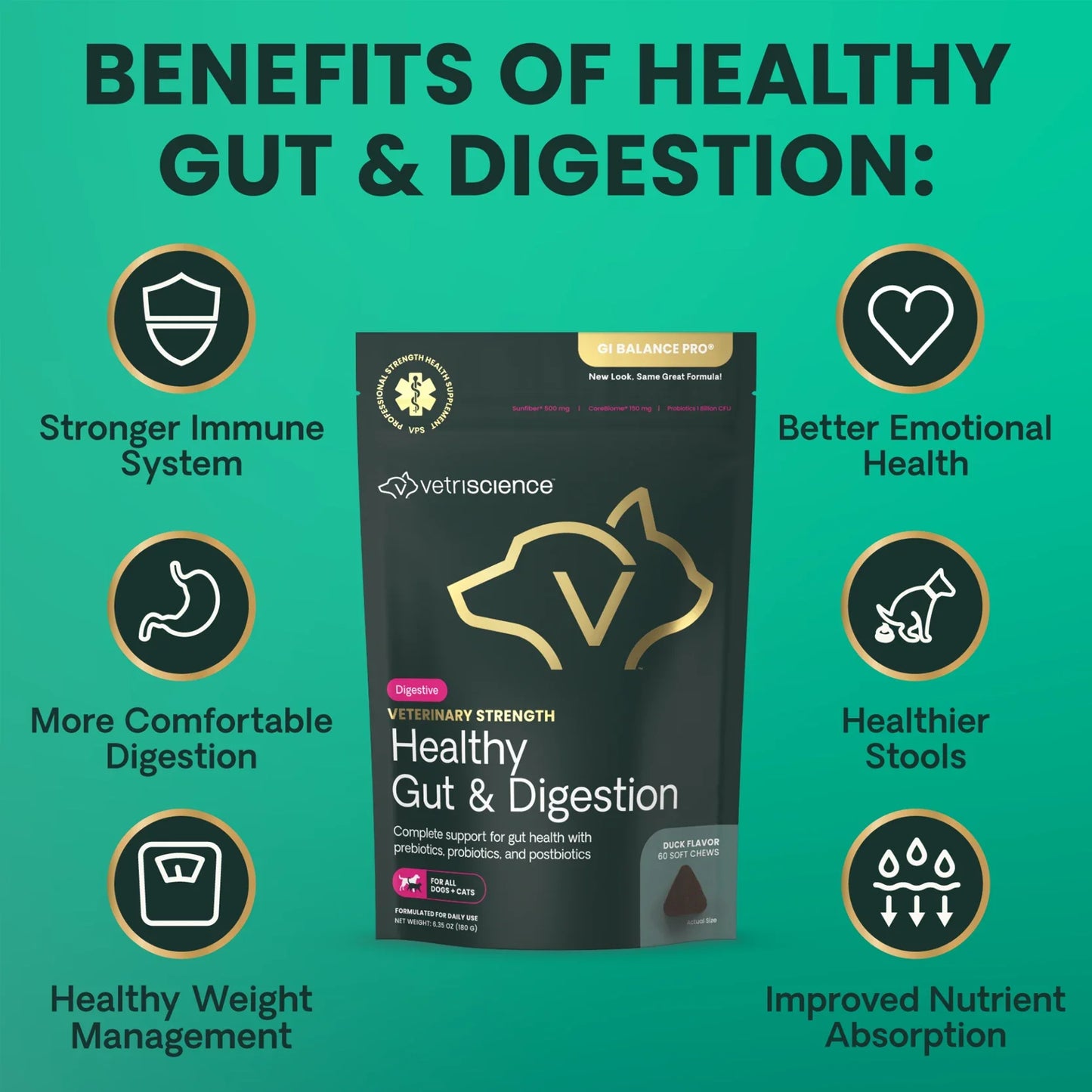 VetriScience - GI Balance PRO Bite-Sized Chews (Digestive Supplements for Dogs & Cats) 60 Chews
