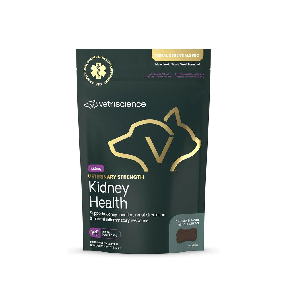 VetriScience - Renal Essentials Pro Bite Sized Chews (Kidney Supplements for Dogs & Cats) 60 Chews
