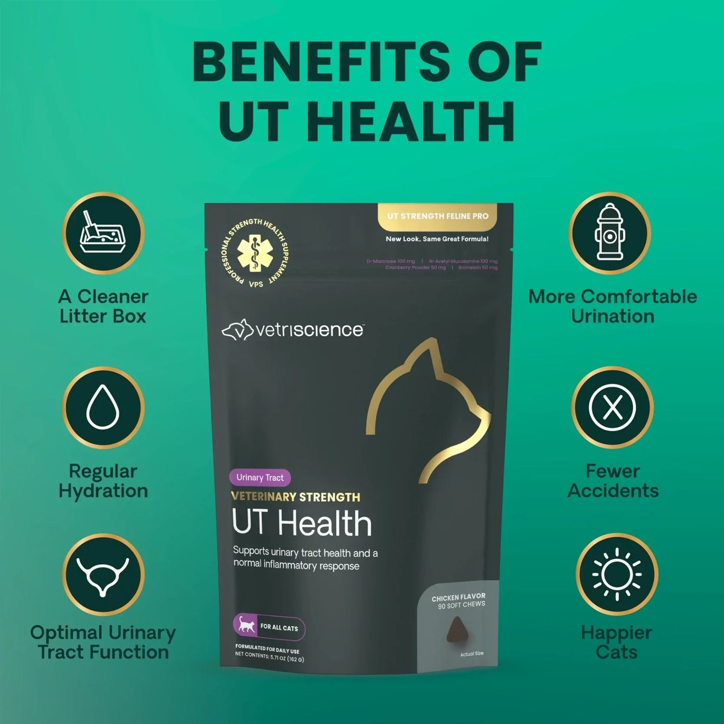 VetriScience - UT Strength Pro (Urinary Tract Supplements for Cats) 90 Bite-Sized Chews