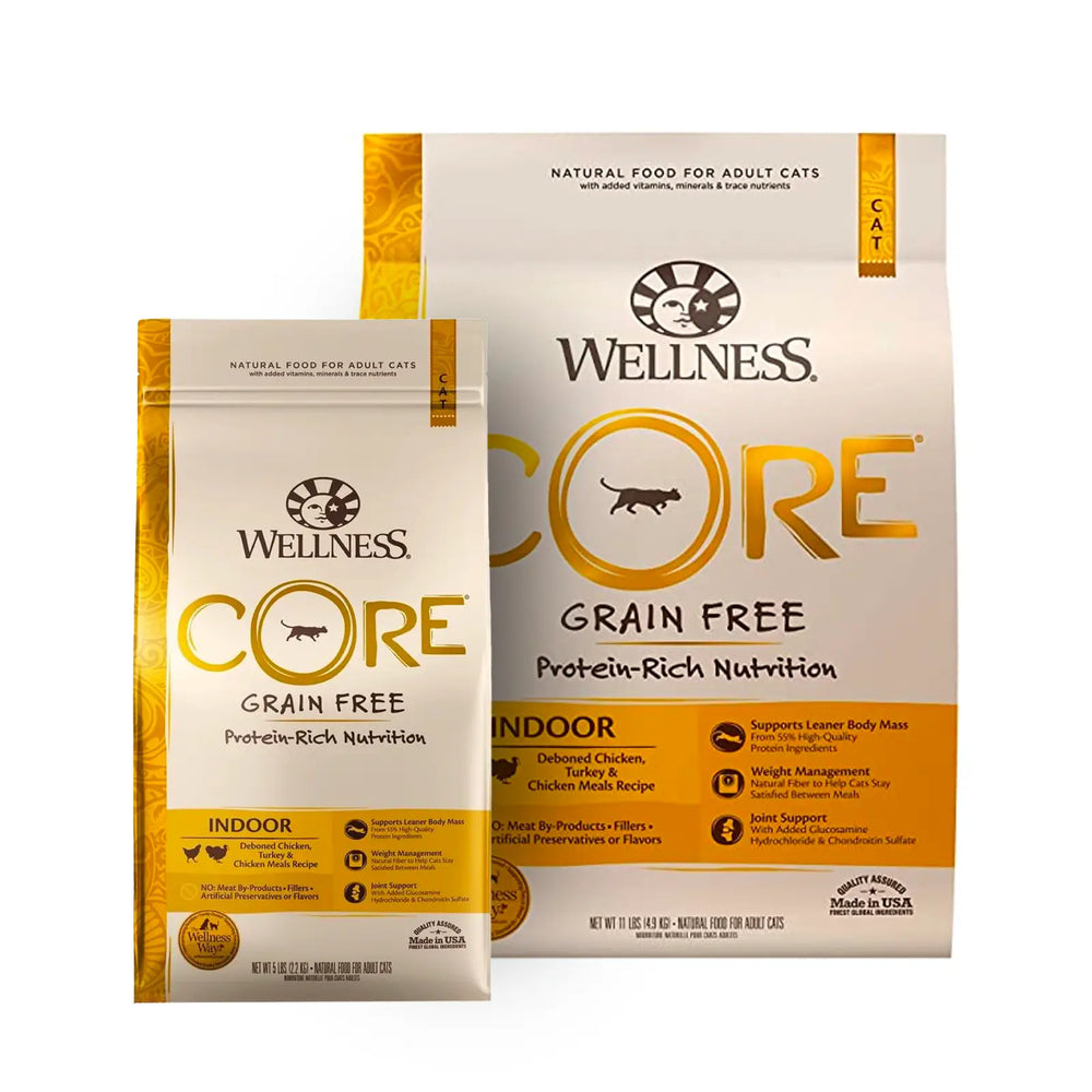 Wellness CORE - Grain Free Cat Food - Indoor Deboned Chicken, Turkey & Chicken Meal