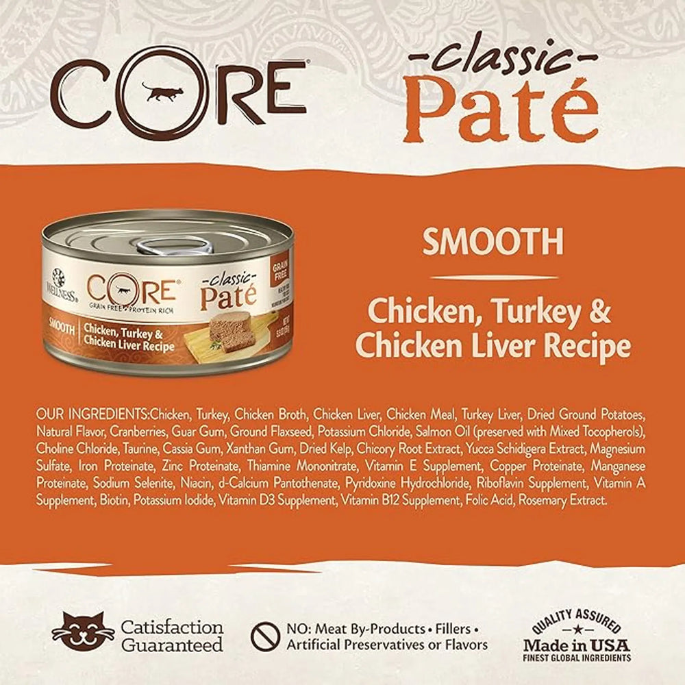 Wellness CORE Grain Free Cat Canned Food - Chicken, Turkey & Chicken Liver 5.5oz