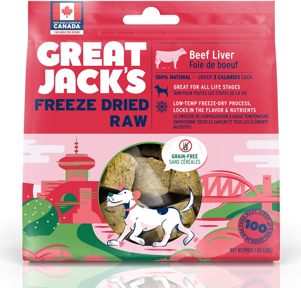 Load image into Gallery viewer, Great Jack&amp;#39;s Freeze-Dried Raw Beef Liver Dog Treats 1oz
