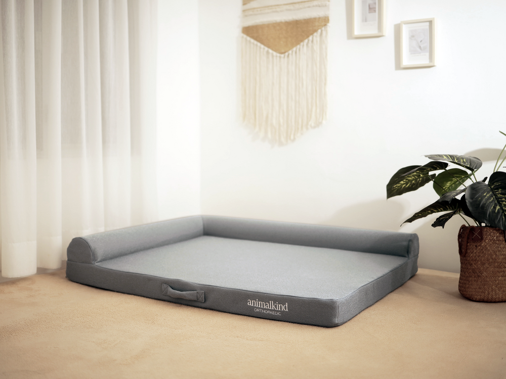 Animalkind Orthopaedic Pet Bed with L-Shaped Pillow (Subtle Grey)