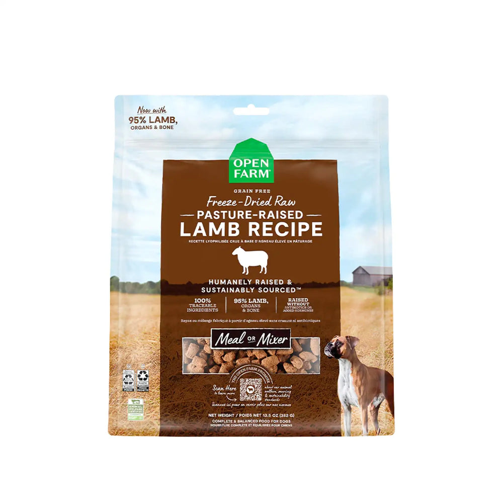 Load image into Gallery viewer, Open Farm Freeze Dried Raw Dog Food Pasture-Raised Lamb Recipe 13.5oz
