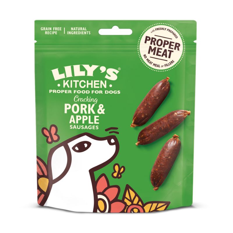 Load image into Gallery viewer, Lily&amp;#39;s Kitchen - Cracking Pork &amp;amp; Apple Sausages 70g - Vetopia
